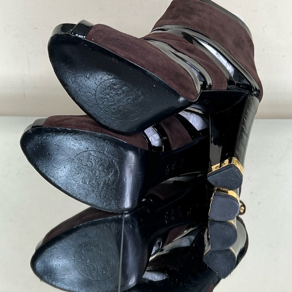 Tory Burch Suede Patent Heel Bootie - Picture 4 of 11